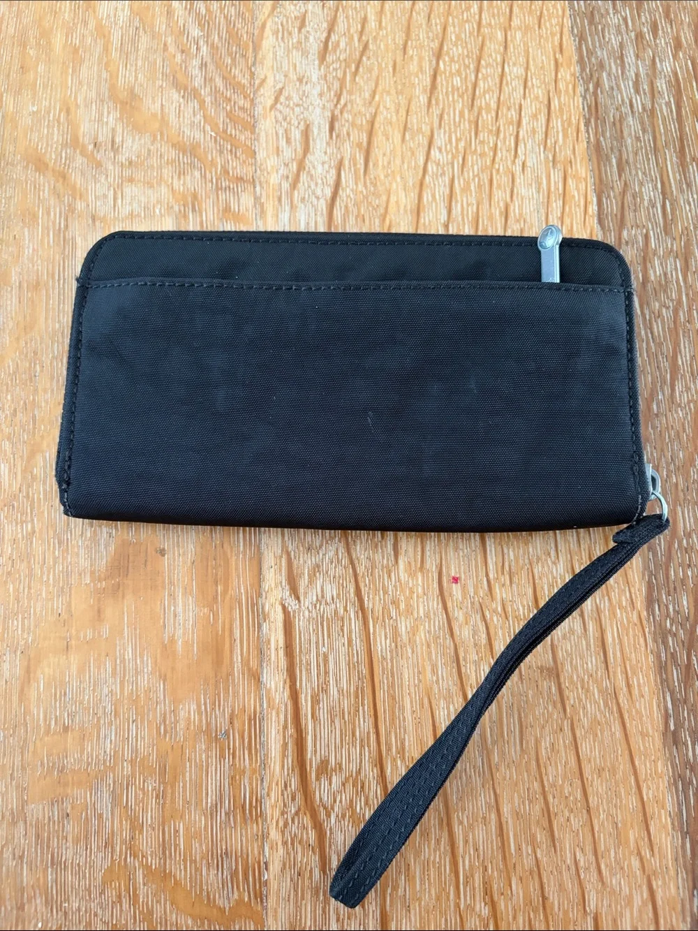 Kipling Black Zip Wristlet with Logo Emblem